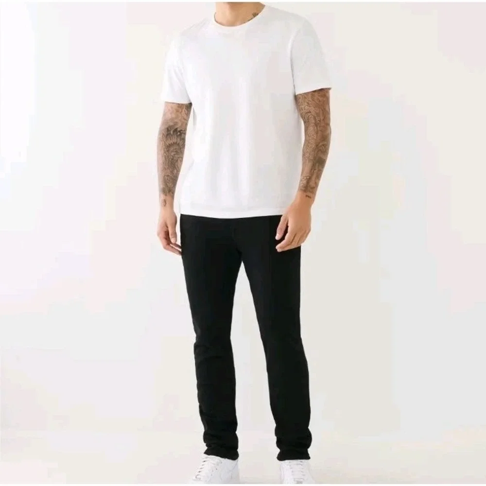 True Religion Men's Rocco Relaxed Skinny Jeans Size 30 Black Stretch Denim